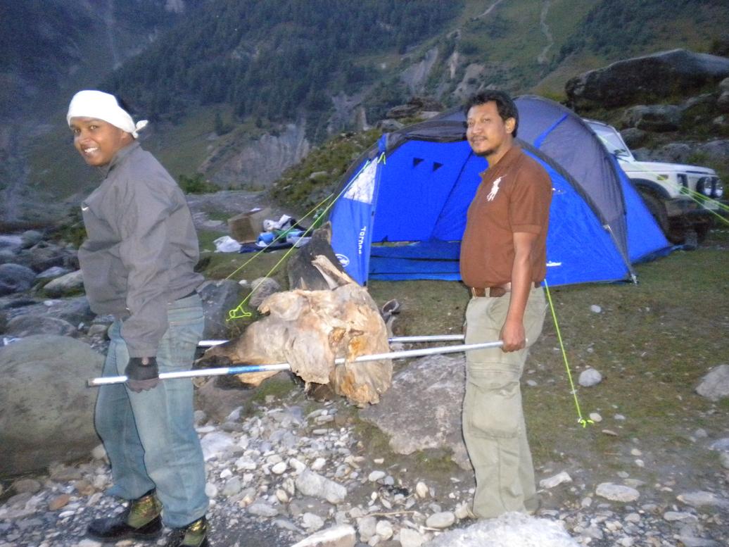 AskDushyant arranging logs for fire night camp at sonmarg road trip to kashmir valley 2009